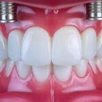 A close-up view of a set of dental implants, crafted with precision and designed to restore a confident smile. The gleaming titanium posts are seamlessly integrated into the natural bone structure, creating a solid foundation for the meticulously crafted porcelain crowns that mimic the shape and color of the original teeth. The lighting is soft and diffuse, highlighting the smooth, polished surfaces and the natural-looking gum line. The overall impression is one of confidence, quality, and attention to detail, reflecting the expertise of the Face N Dental clinic in Pimpri Chinchwad.